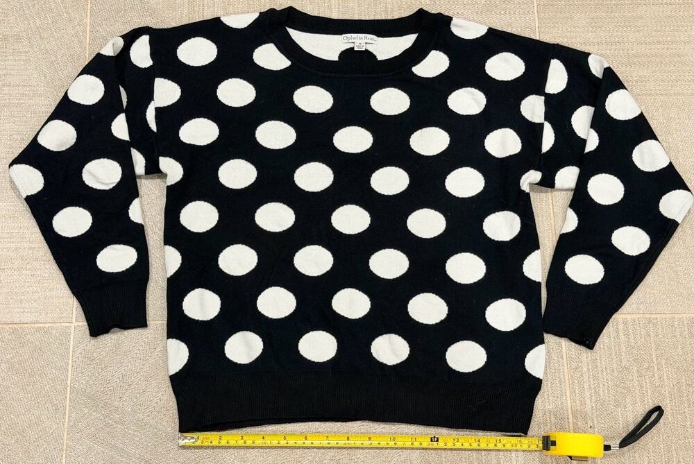 Ophelia Roe Women's Black and White Polka Dot Pullover Sweater Size M